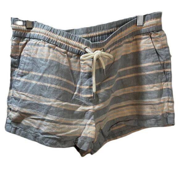 J Crew Womens‎ Stripes Linen Shorts Garterized Drawstring Size 6 - Picture 1 of 6